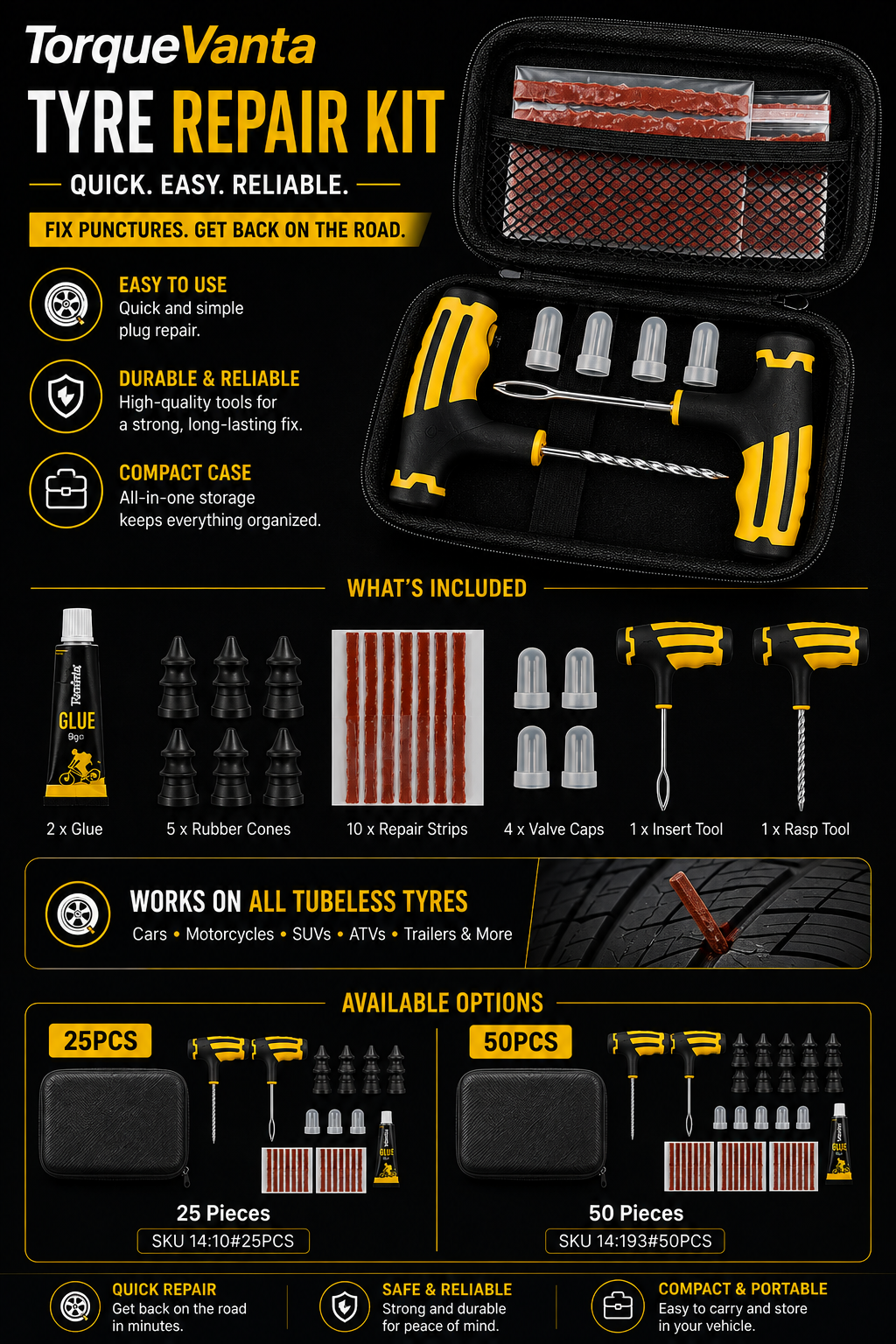 TorqueVanta Emergency Tire Repair Kit
