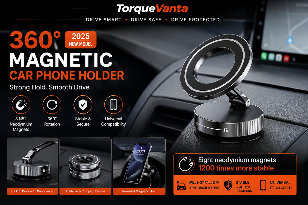 TorqueVanta UltraGrip 360° Mechanical Vacuum Magnetic Car Phone Mount⁠