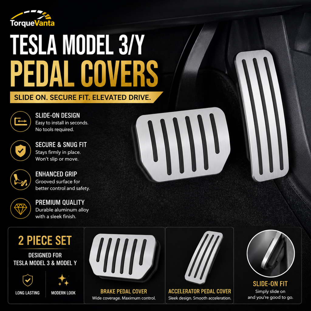 Tesla Model 3 & Model Y Performance Pedal Covers – Anti-Slip Aluminum