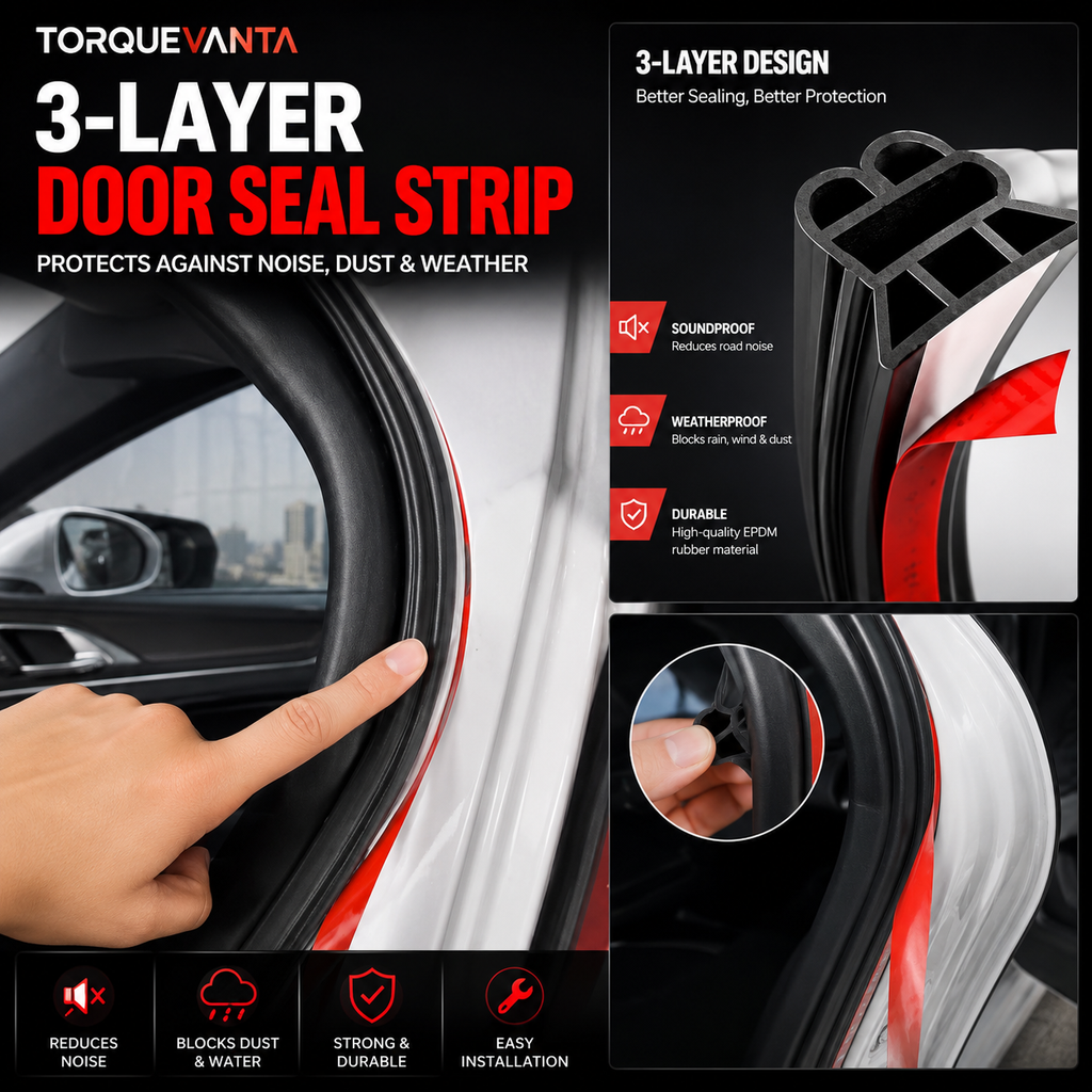 TorqueVanta 3-Layer Car Door Seal Strip – Noise & Weather Protection