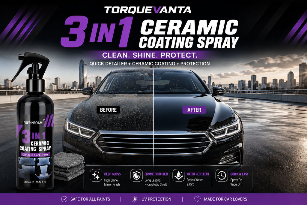 TorqueVanta Ceramic Shield – Nano Ceramic Spray Coating for Cars | Hydrophobic Paint Protection & High-Gloss Finish