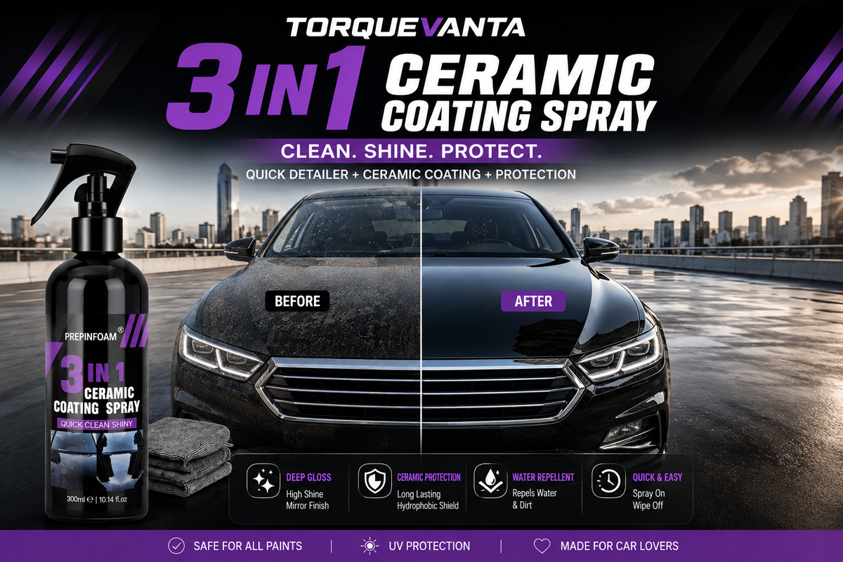 TorqueVanta Ceramic Shield – Nano Ceramic Spray Coating for Cars | Hydrophobic Paint Protection & High-Gloss Finish