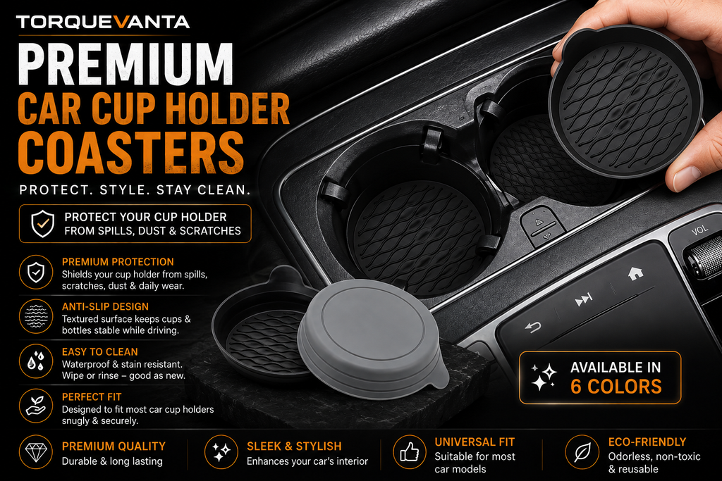 TorqueVanta Silicone Car Cup Holder Coasters – Non-Slip & Easy Clean
