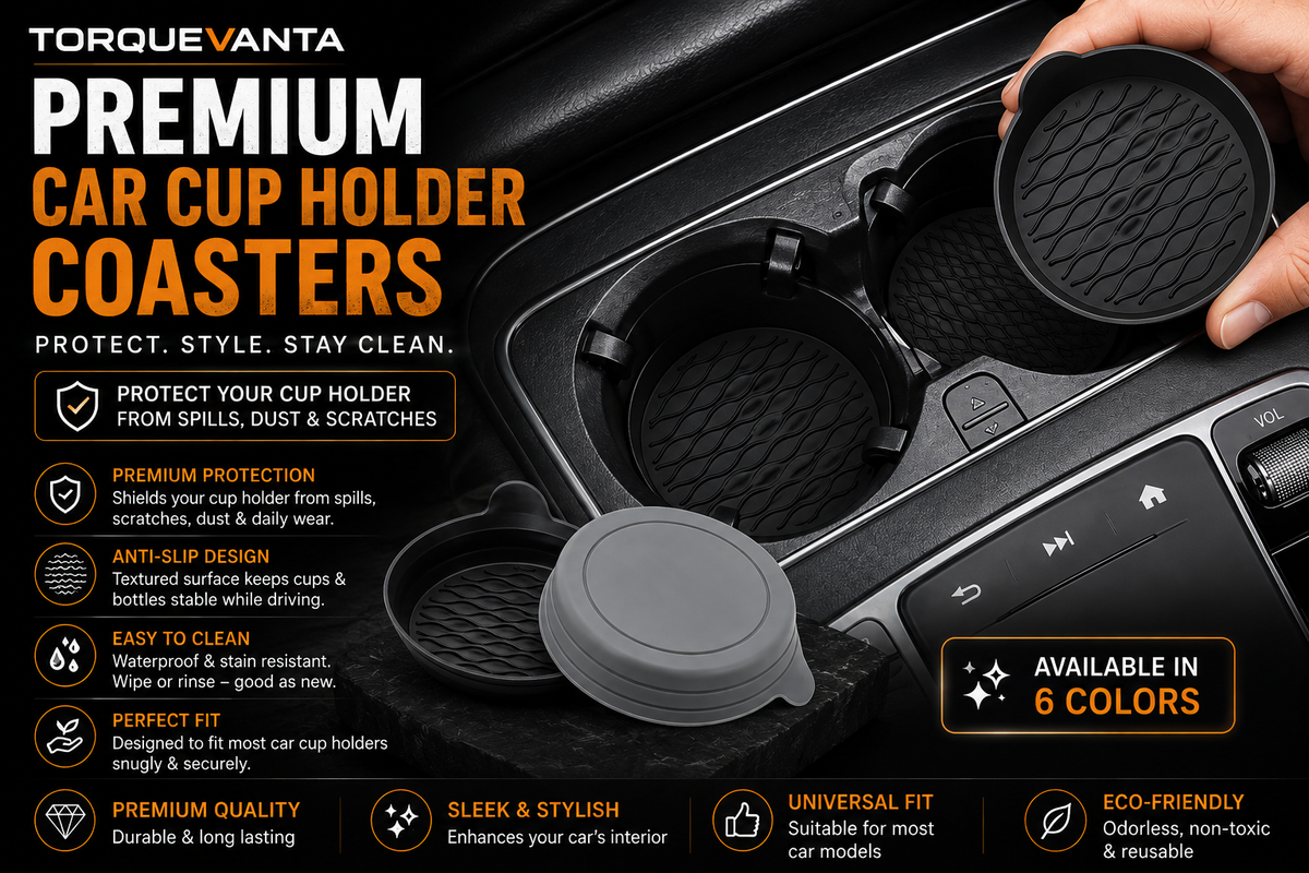 TorqueVanta Silicone Car Cup Holder Coasters – Non-Slip & Easy Clean