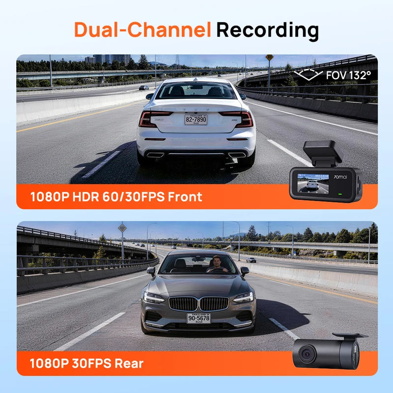 70mai A210 Premium Dash Cam – 1080P HDR Front & Rear, GPS, Wi-Fi 6 & Super Night Vision