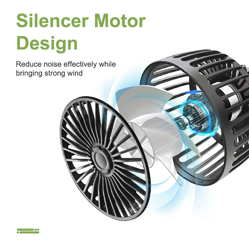 TorqueVanta Dual-Head 360° Car Seat Fan – 3-Speed Rear Passenger Cooling