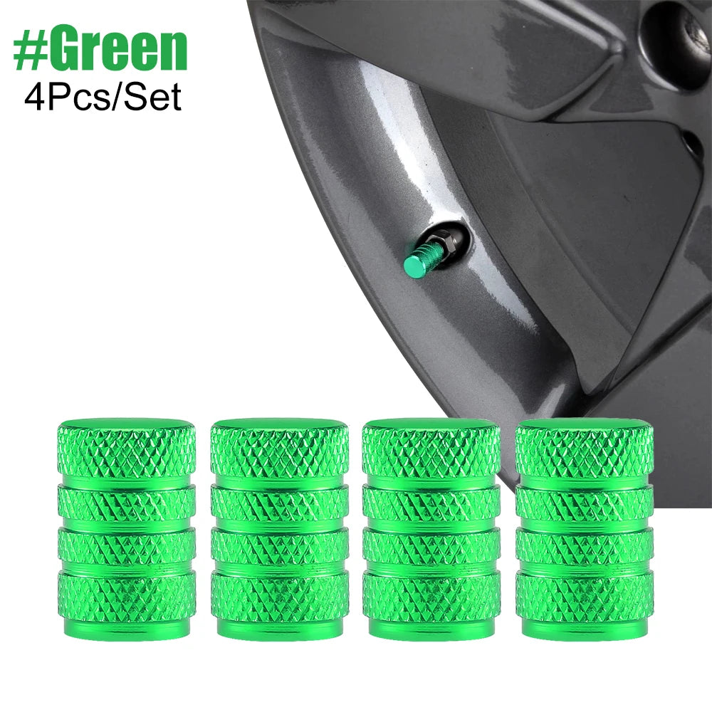 TorqueVanta Aluminum Tire Valve Stem Caps – Universal Car Wheel Valve Covers with Rubber Seals