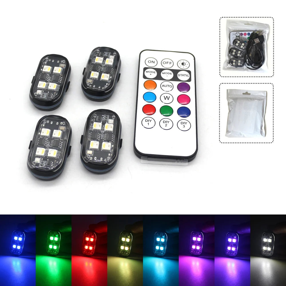 TorqueVanta 8-Color Car Interior Ambient LED Lights – Wireless Remote Control