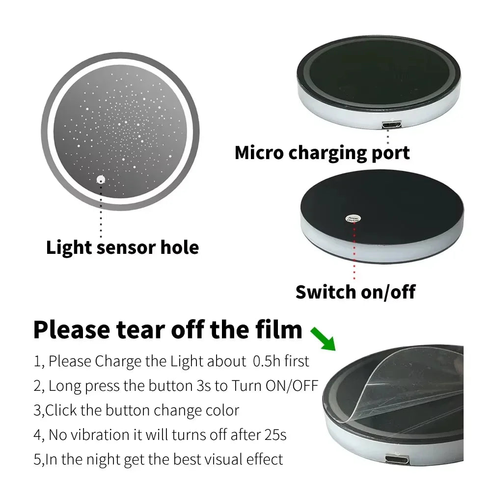 TorqueVanta 7-Color LED Car Cup Holder Coasters – USB Rechargeable Ambient Lights