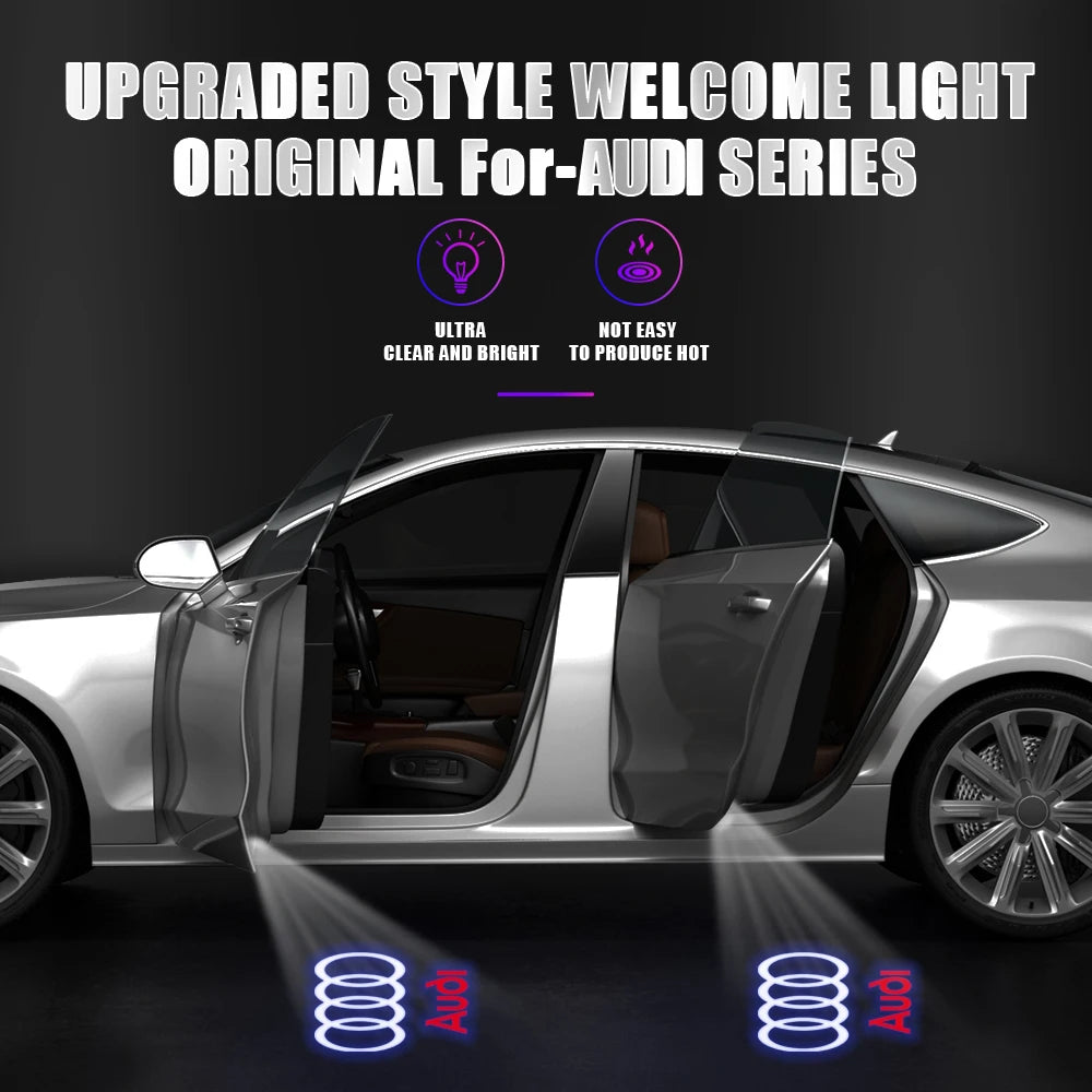 TorqueVanta Audi LED Door Welcome Lights – Upgraded Logo Projector, Plug & Play, Set of 2