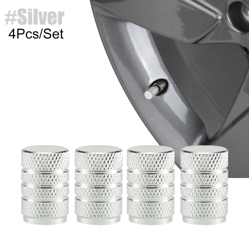 TorqueVanta Aluminum Tire Valve Stem Caps – Universal Car Wheel Valve Covers with Rubber Seals