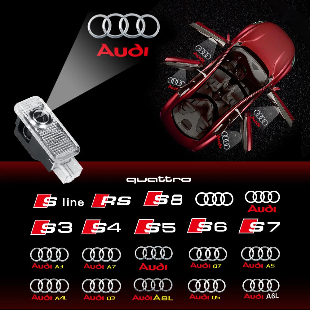 TorqueVanta Audi LED Door Welcome Lights – Upgraded Logo Projector, Plug & Play, Set of 2