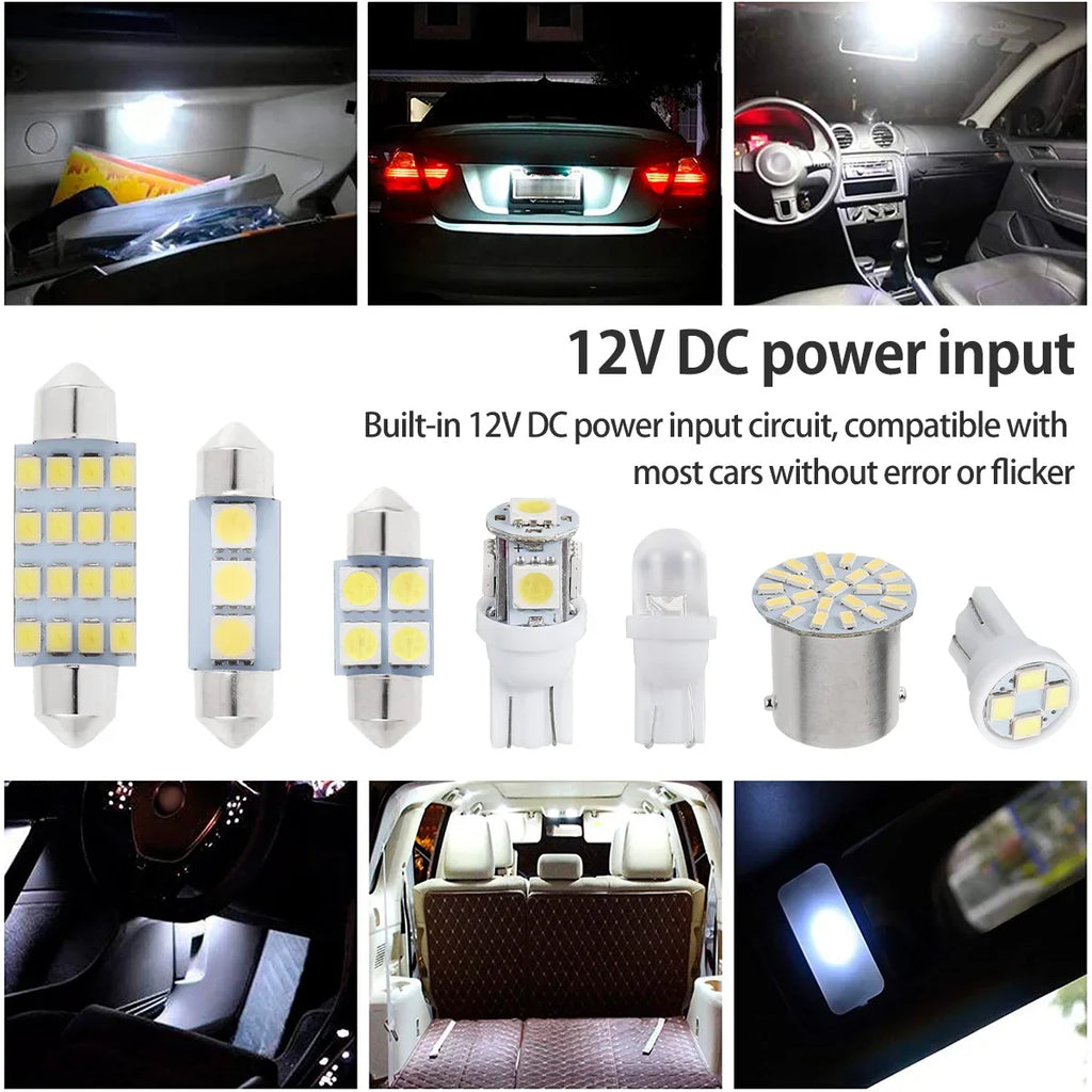 TorqueVanta 42-Piece LED Car Interior Light Bulb Kit – Bright White T10, Dome, Map & Trunk Lights