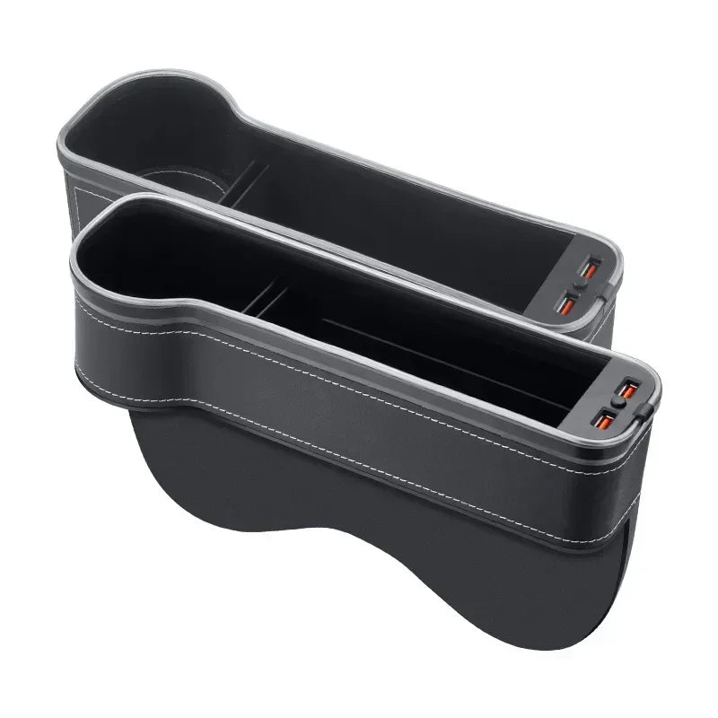 TorqueVanta RGB Car Seat Gap Organizer with Dual USB Charging & 7-Color Ambient LED Light