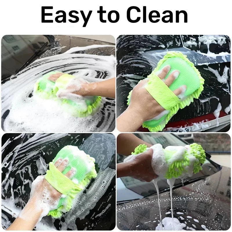 TorqueVanta Microfiber Car Wash Sponge – Scratch-Free Chenille Wash Pad with Hand Strap