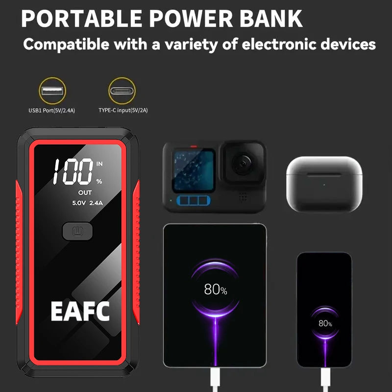 TorqueVanta 2000A Portable Car Jump Starter – 12V Emergency Battery Booster
