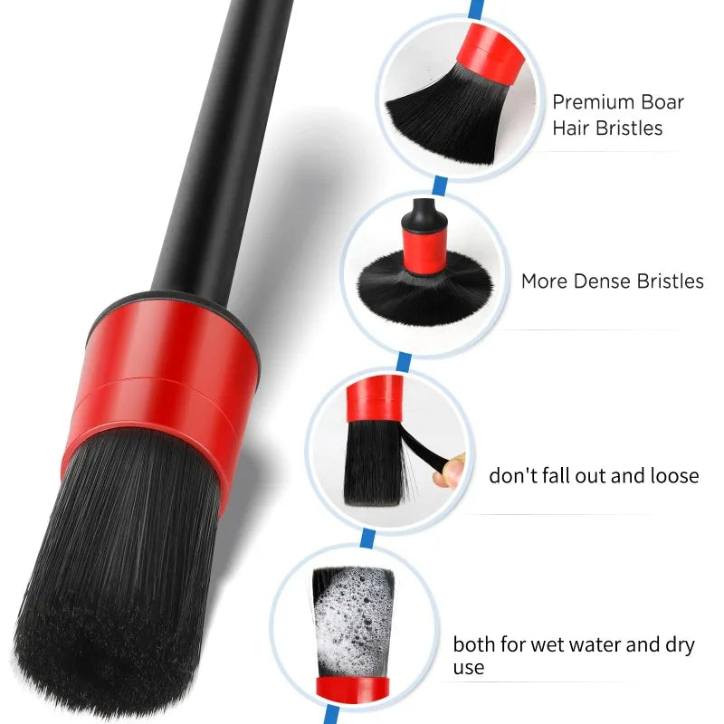 TorqueVanta 5-Piece Car Detailing Brush Set – Interior & Exterior Cleaning Brushes