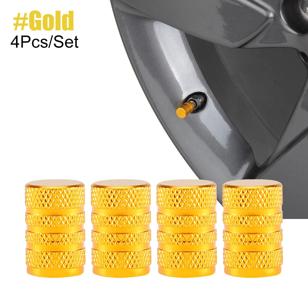 TorqueVanta Aluminum Tire Valve Stem Caps – Universal Car Wheel Valve Covers with Rubber Seals