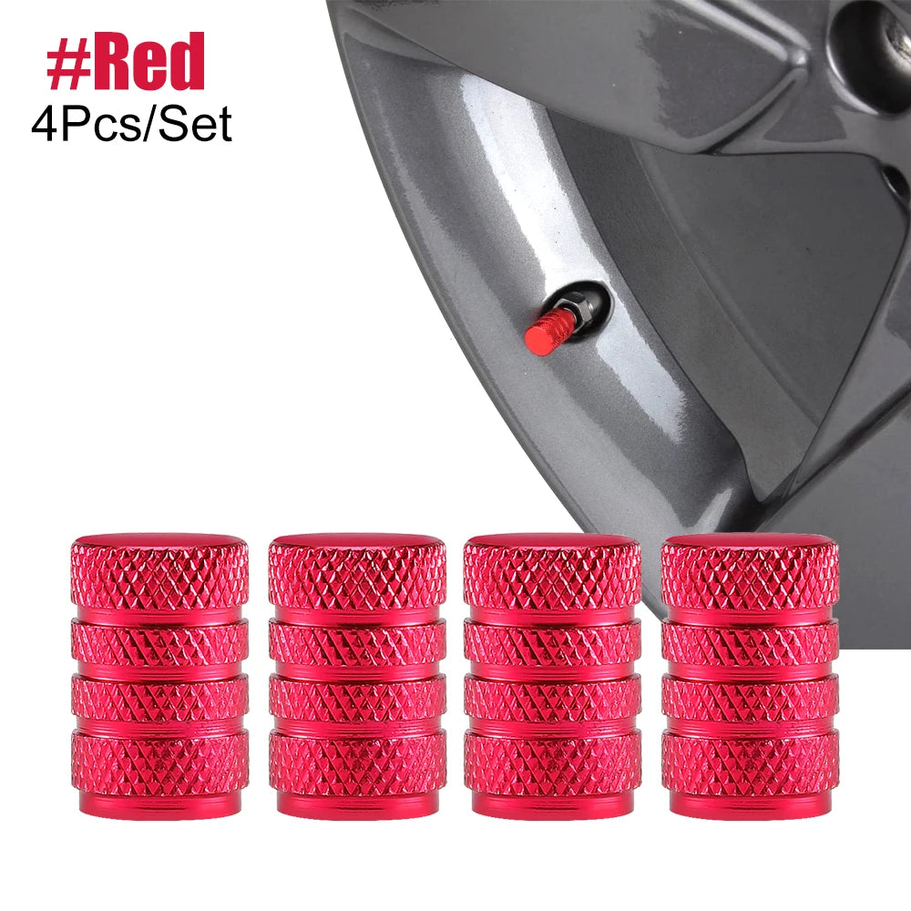 TorqueVanta Aluminum Tire Valve Stem Caps – Universal Car Wheel Valve Covers with Rubber Seals
