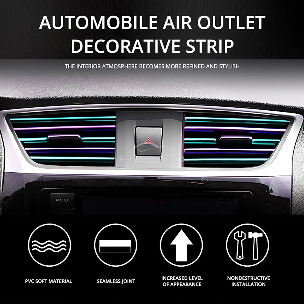 TorqueVanta 10-Piece Car Air Vent Trim Strips – Interior Styling Upgrade