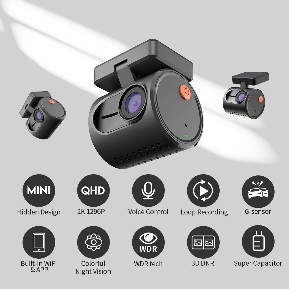 TorqueVanta MINI 3 2K Wi-Fi Dash Camera with Voice Control & Night Vision