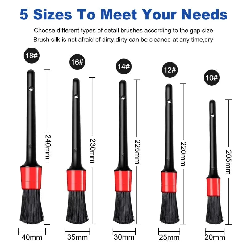 TorqueVanta 5-Piece Car Detailing Brush Set – Interior & Exterior Cleaning Brushes
