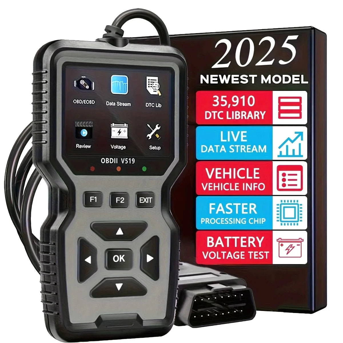 TorqueVanta OBD2 Car Diagnostic Scanner – Check Engine Code Reader with Live Data & Battery Test