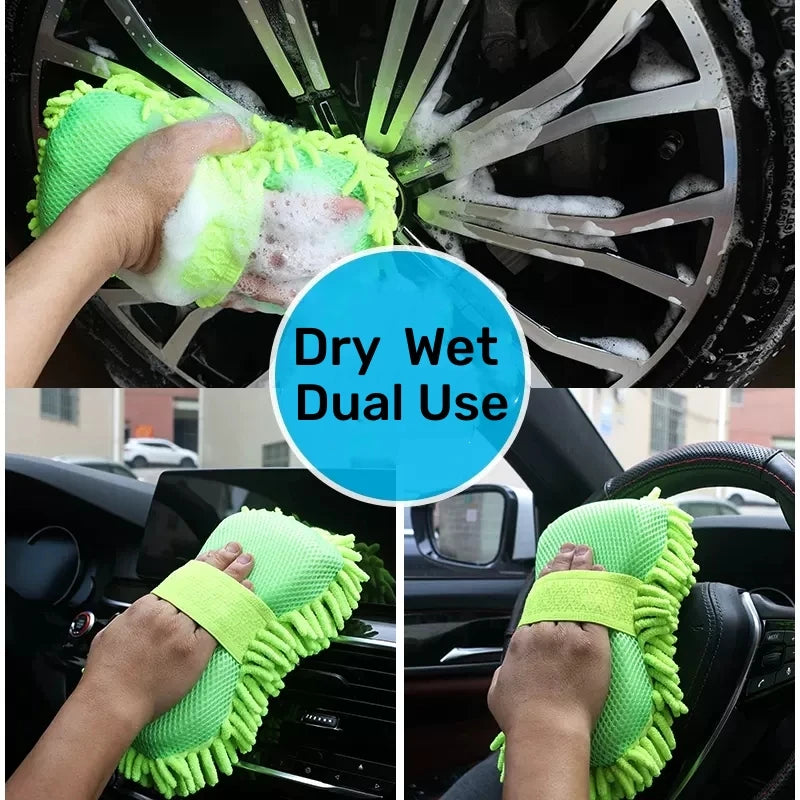 TorqueVanta Microfiber Car Wash Sponge – Scratch-Free Chenille Wash Pad with Hand Strap