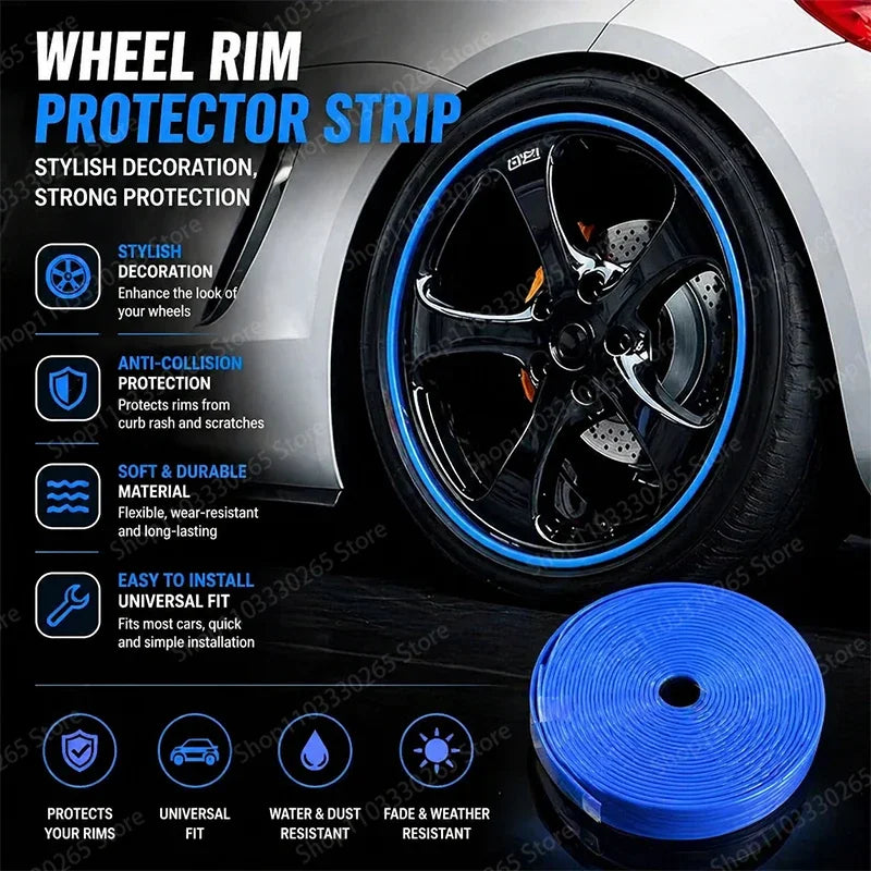 TorqueVanta 8M Wheel Rim Protector Strip – Universal Rim Edge Guard & Stylish Trim