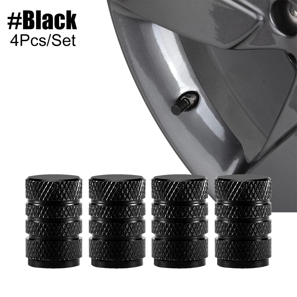 TorqueVanta Aluminum Tire Valve Stem Caps – Universal Car Wheel Valve Covers with Rubber Seals