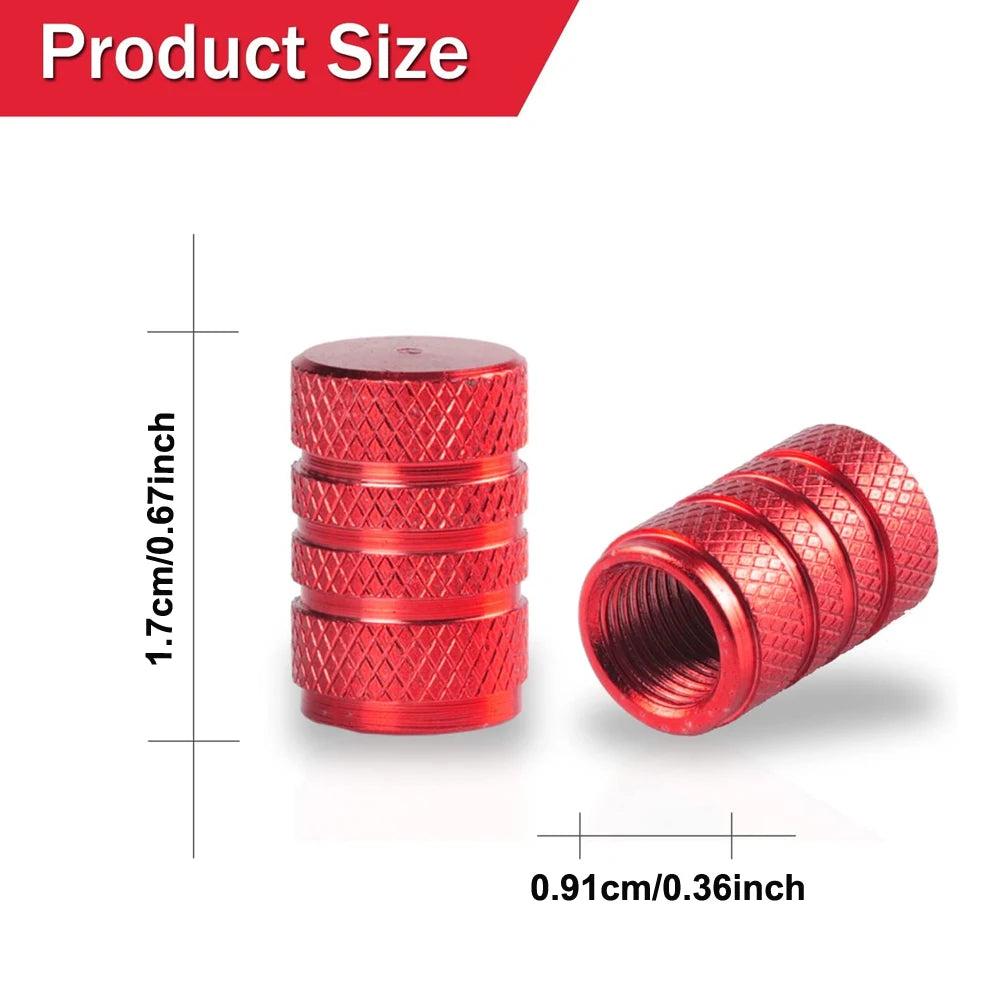 TorqueVanta Aluminum Tire Valve Stem Caps – Universal Car Wheel Valve Covers with Rubber Seals