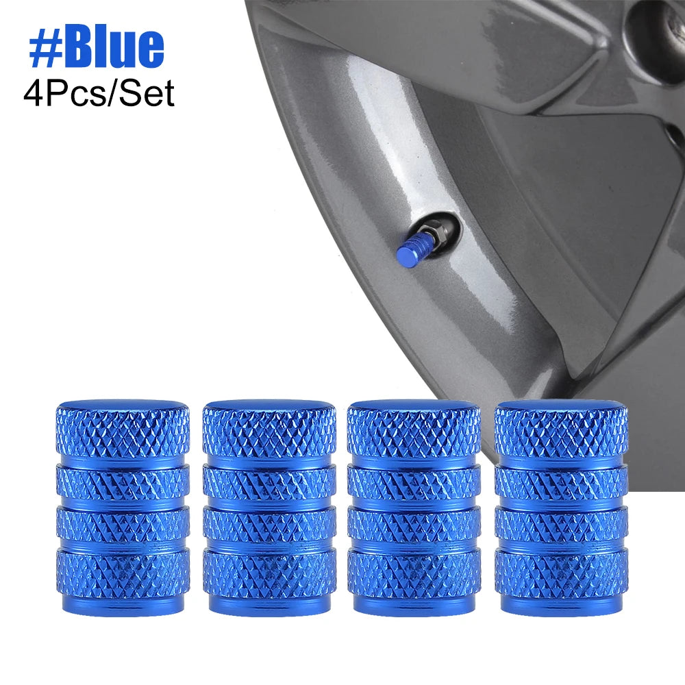 TorqueVanta Aluminum Tire Valve Stem Caps – Universal Car Wheel Valve Covers with Rubber Seals