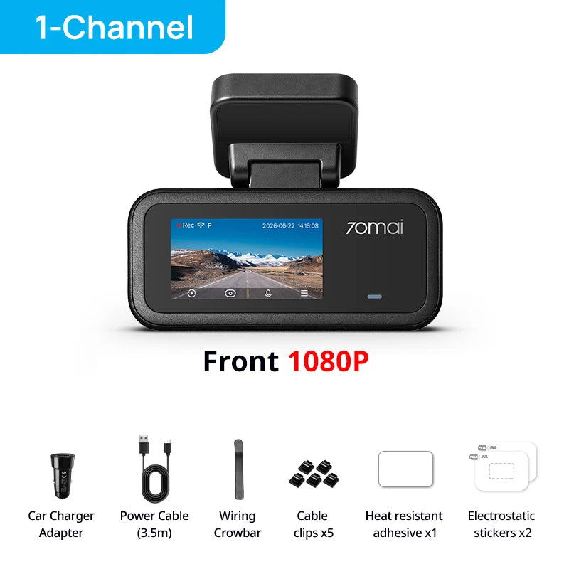 70mai A210 Premium Dash Cam – 1080P HDR Front & Rear, GPS, Wi-Fi 6 & Super Night Vision