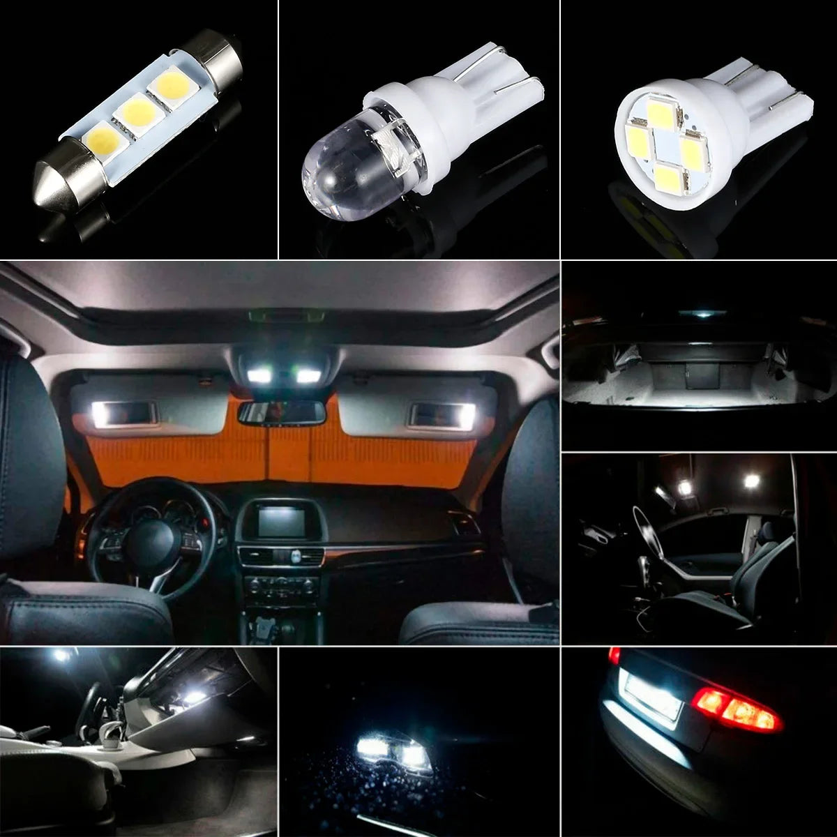 TorqueVanta 42-Piece LED Car Interior Light Bulb Kit – Bright White T10, Dome, Map & Trunk Lights