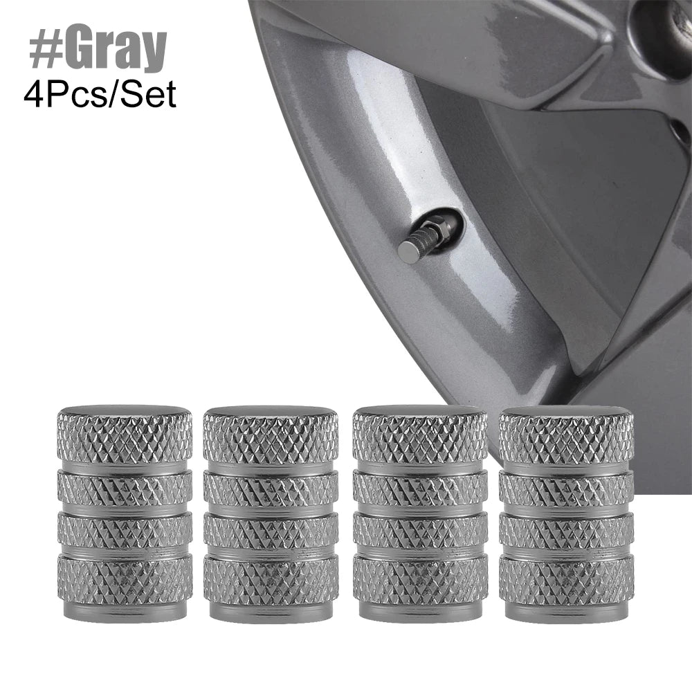 TorqueVanta Aluminum Tire Valve Stem Caps – Universal Car Wheel Valve Covers with Rubber Seals