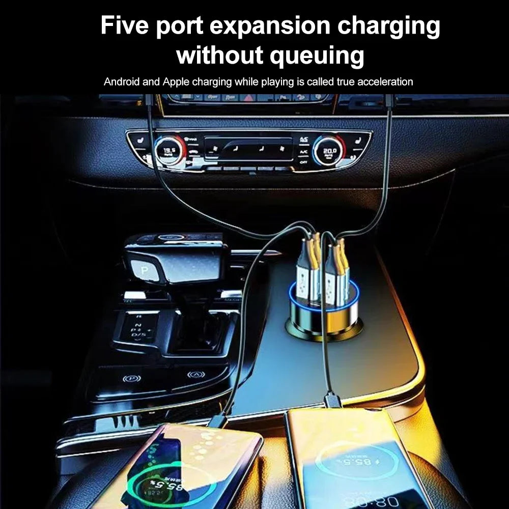 TorqueVanta Multi-Port Fast Car Charger with Digital Voltage Display