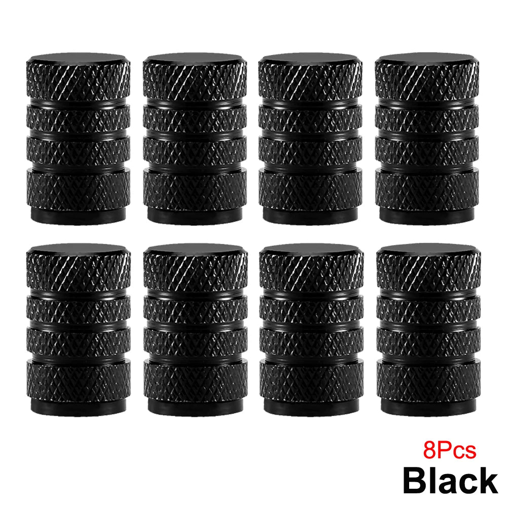 TorqueVanta Aluminum Tire Valve Stem Caps – Universal Car Wheel Valve Covers with Rubber Seals