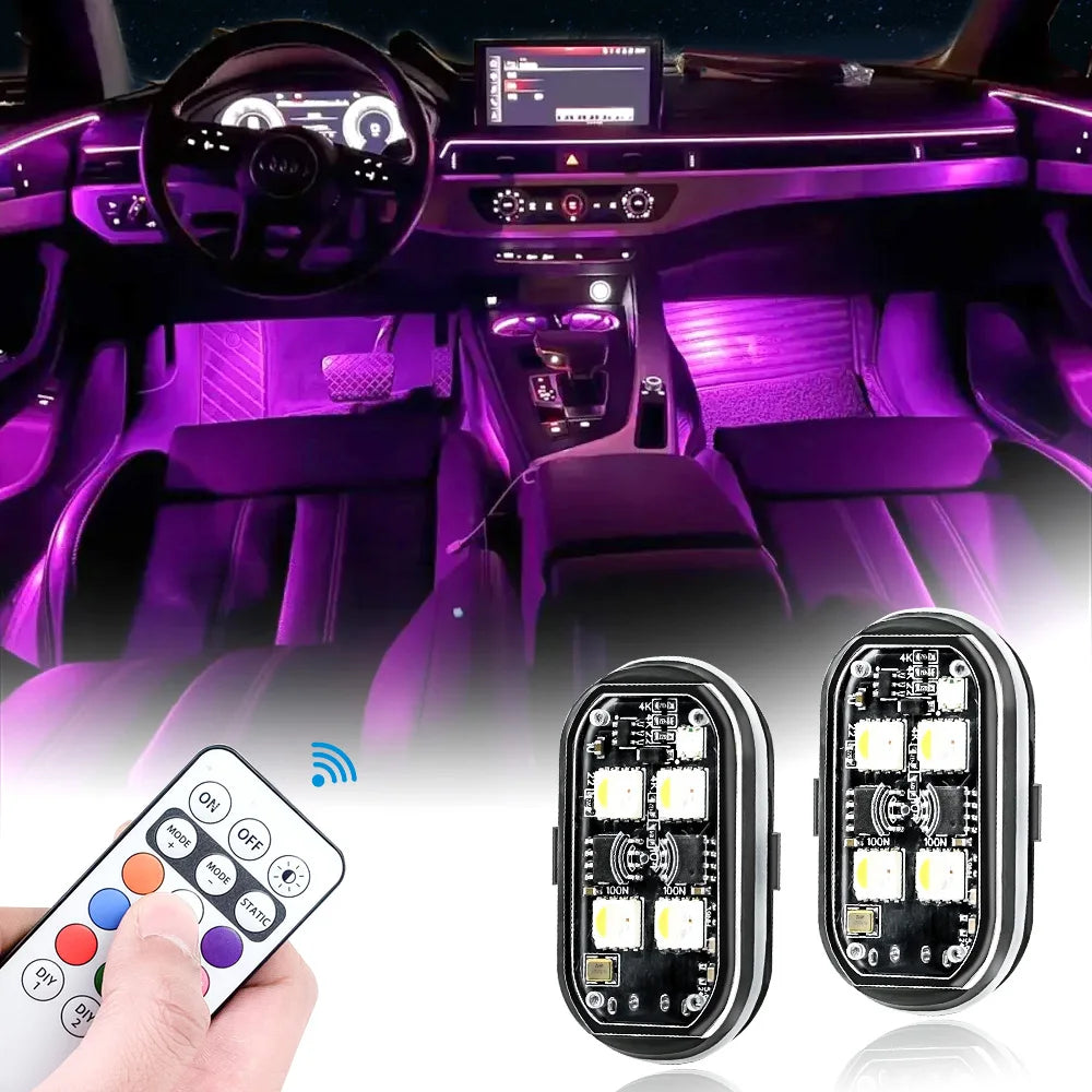 TorqueVanta 8-Color Car Interior Ambient LED Lights – Wireless Remote Control