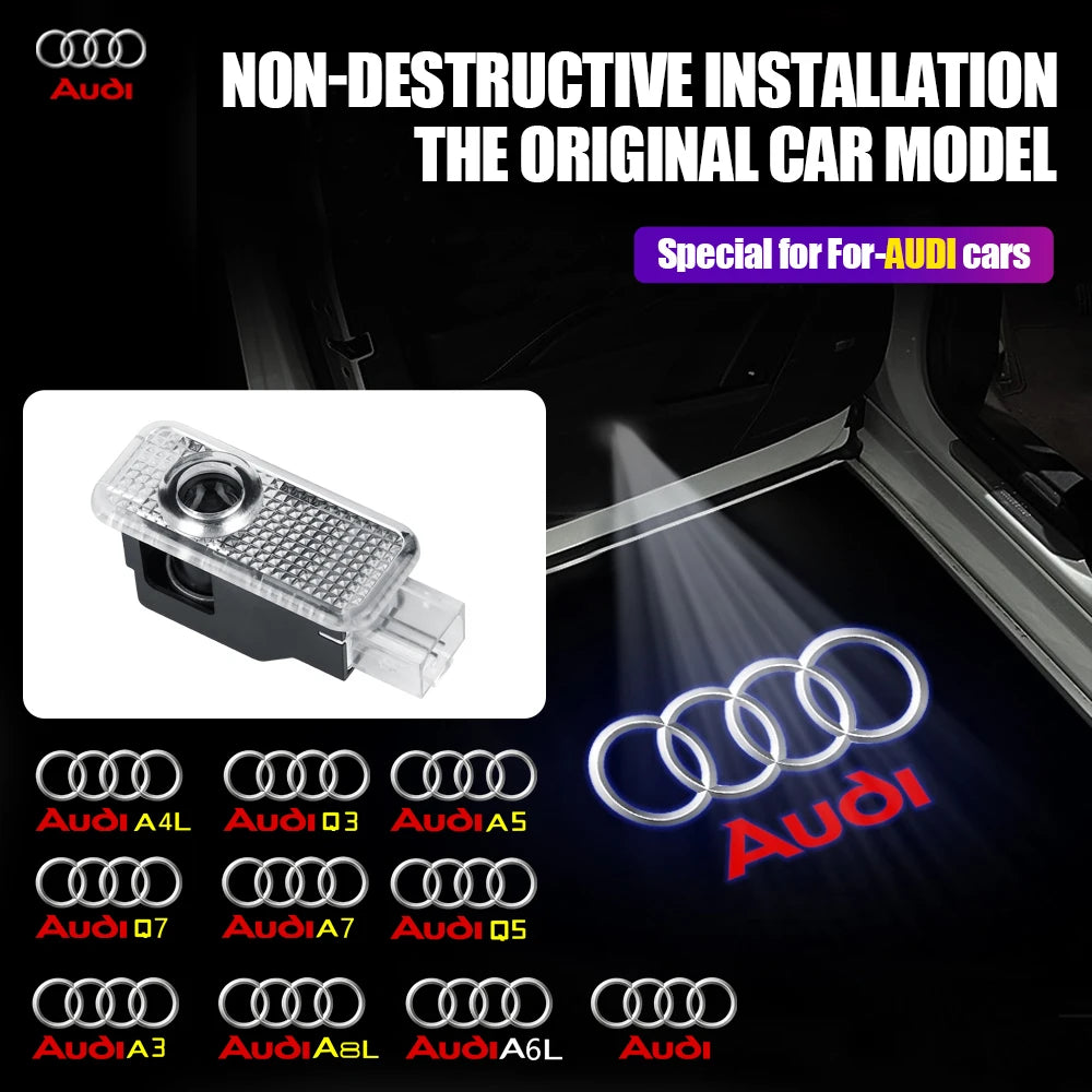 TorqueVanta Audi LED Door Welcome Lights – Upgraded Logo Projector, Plug & Play, Set of 2