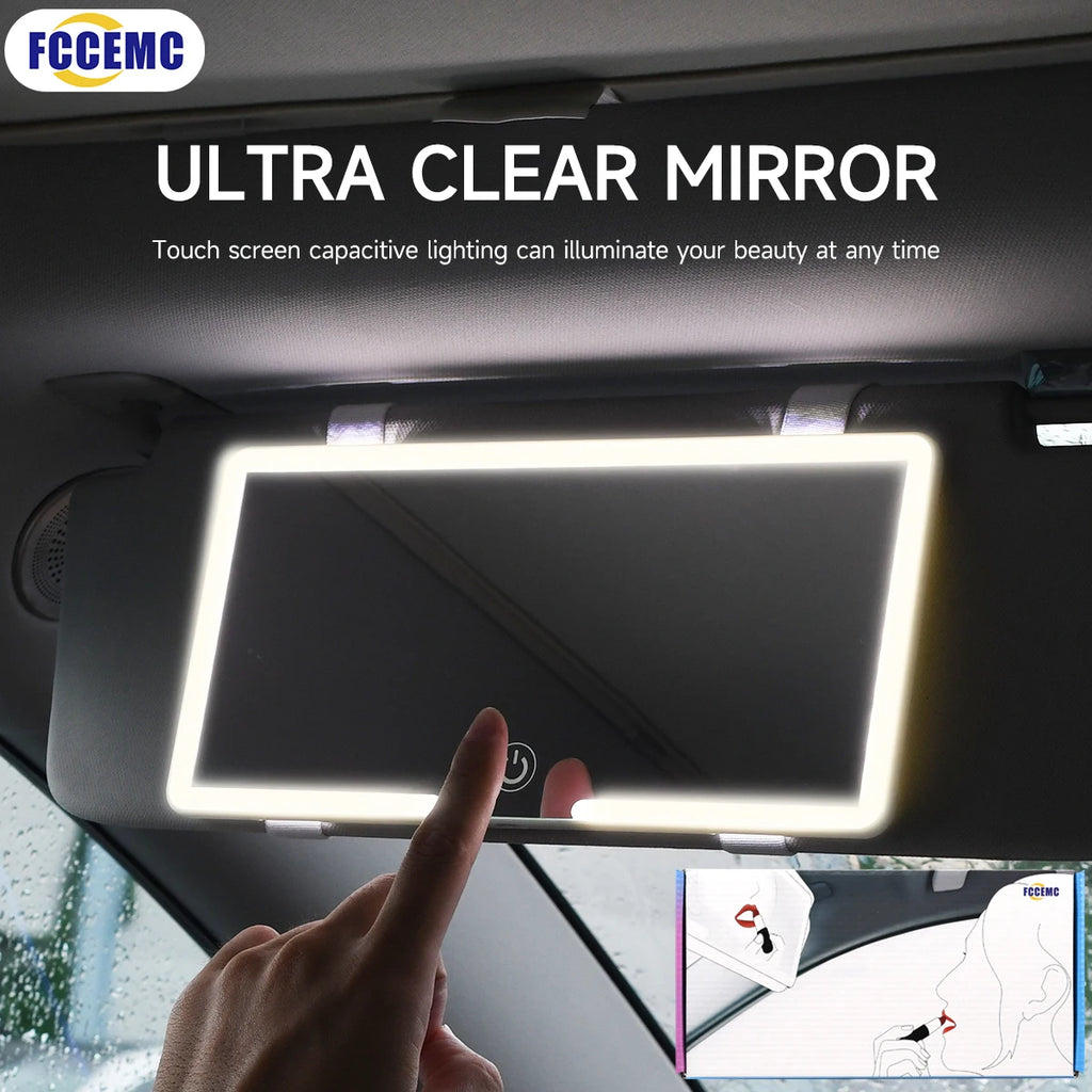 TorqueVanta LED Car Sun Visor Vanity Mirror – Touch-Control Dimmable Makeup Mirror