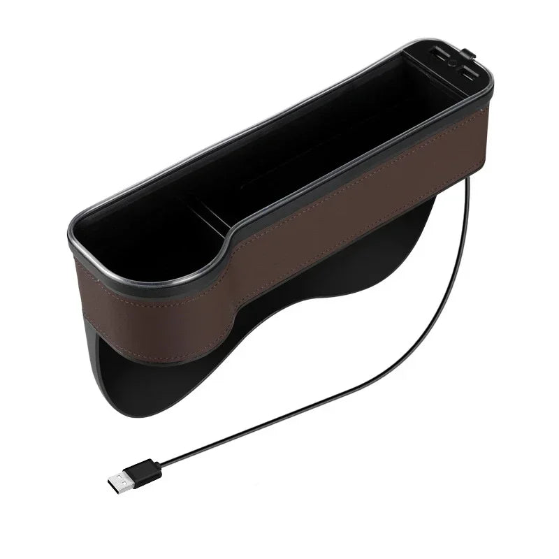 TorqueVanta RGB Car Seat Gap Organizer with Dual USB Charging & 7-Color Ambient LED Light
