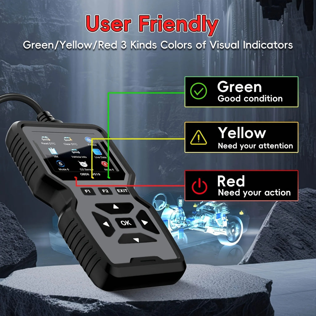 TorqueVanta OBD2 Car Diagnostic Scanner – Check Engine Code Reader with Live Data & Battery Test