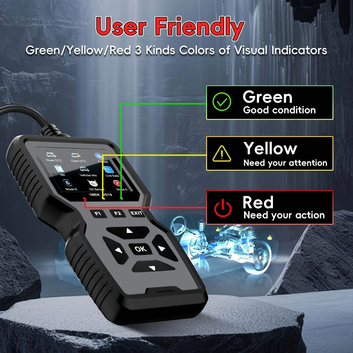 TorqueVanta OBD2 Car Diagnostic Scanner – Check Engine Code Reader with Live Data & Battery Test