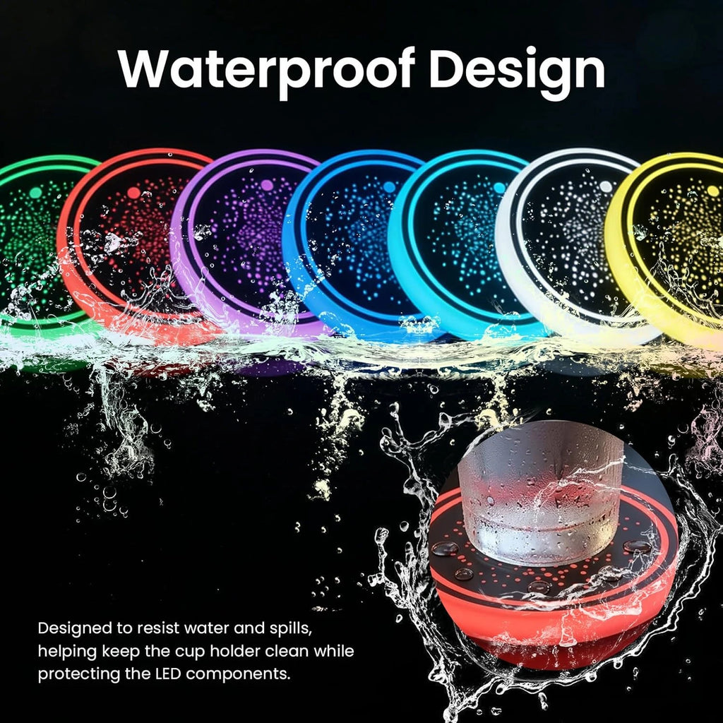 TorqueVanta 7-Color LED Car Cup Holder Coasters – USB Rechargeable Ambient Lights