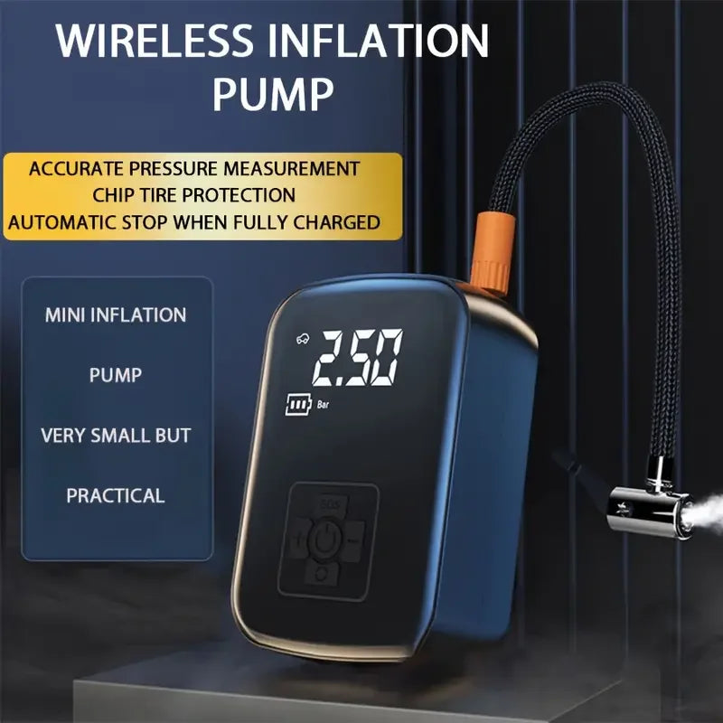TorqueVanta Wireless Digital Tire Inflator – Portable Car Air Compressor with Digital Pressure Display