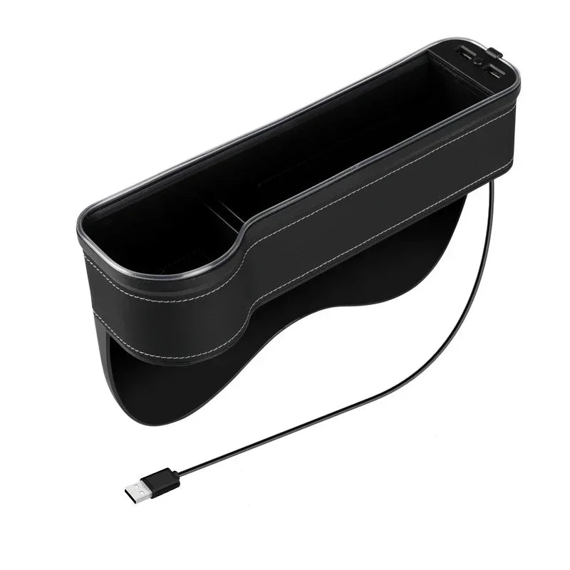 TorqueVanta RGB Car Seat Gap Organizer with Dual USB Charging & 7-Color Ambient LED Light