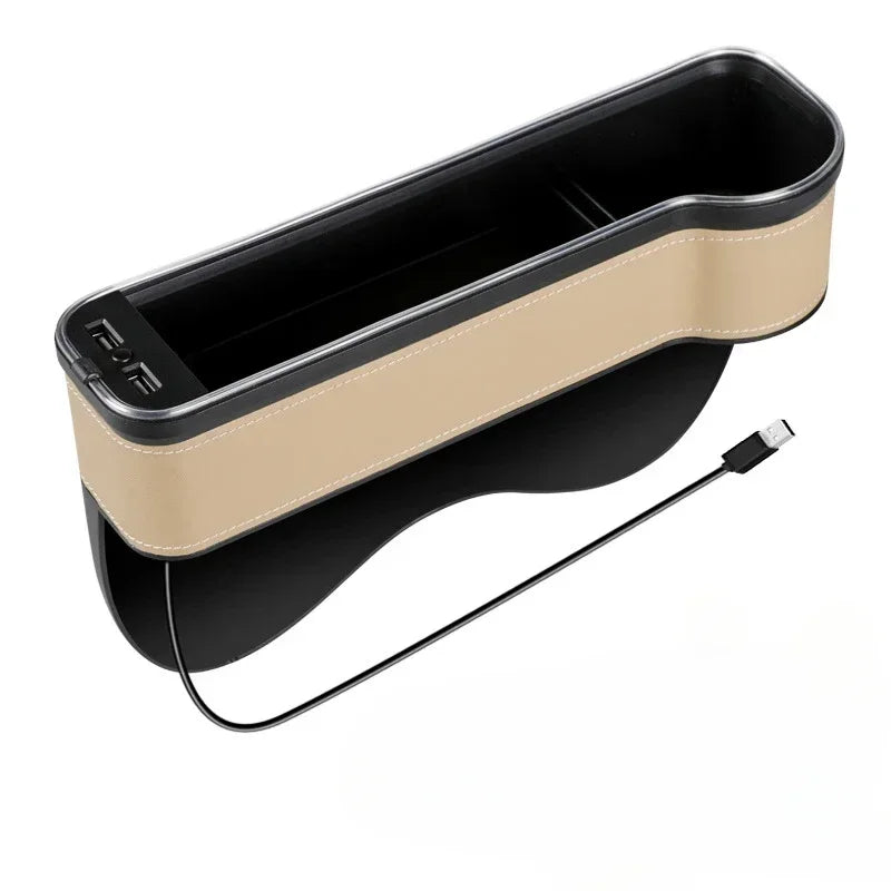 TorqueVanta RGB Car Seat Gap Organizer with Dual USB Charging & 7-Color Ambient LED Light