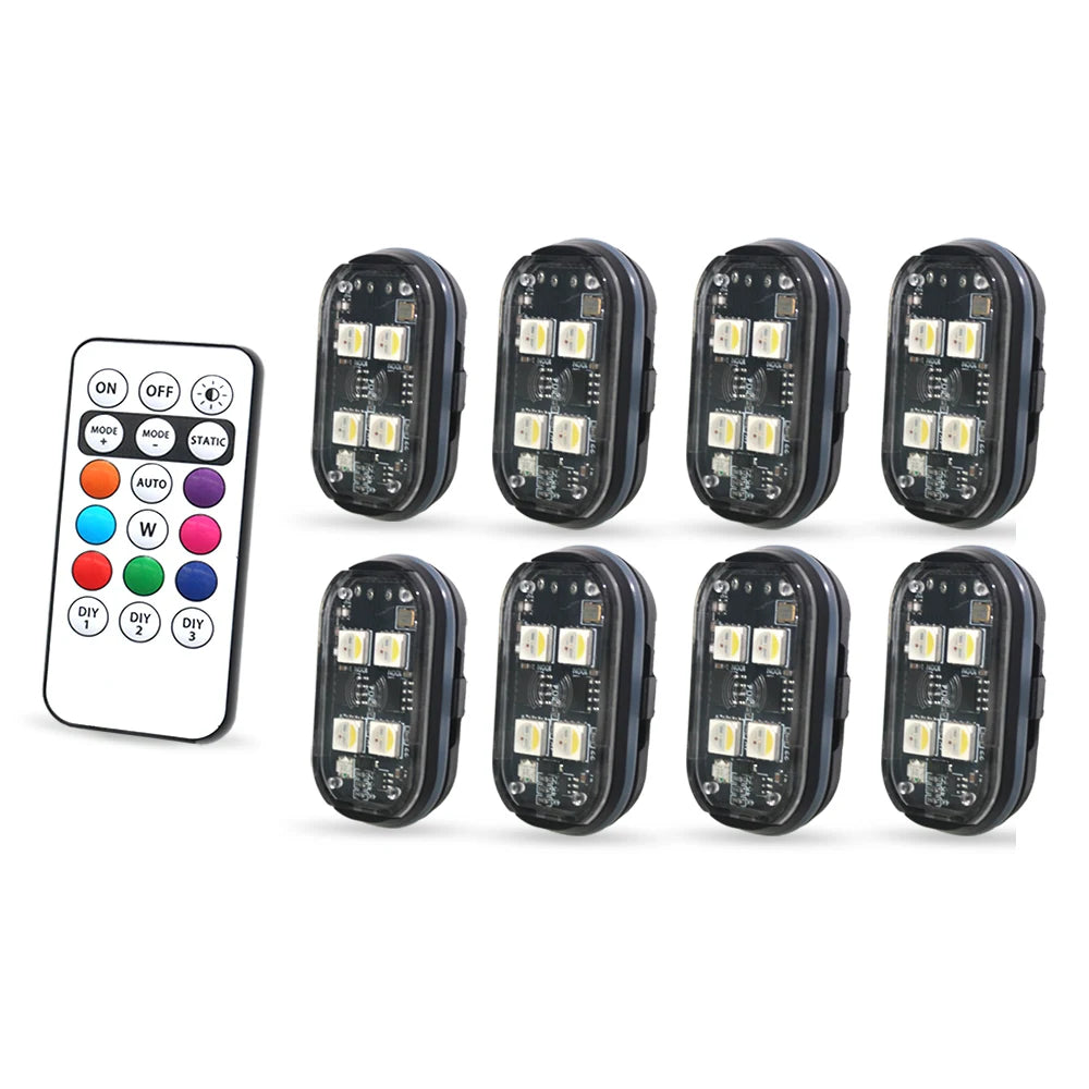 TorqueVanta 8-Color Car Interior Ambient LED Lights – Wireless Remote Control